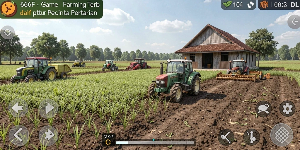 Tampilan gameplay Farming di 666F dengan grafis yang menarik.