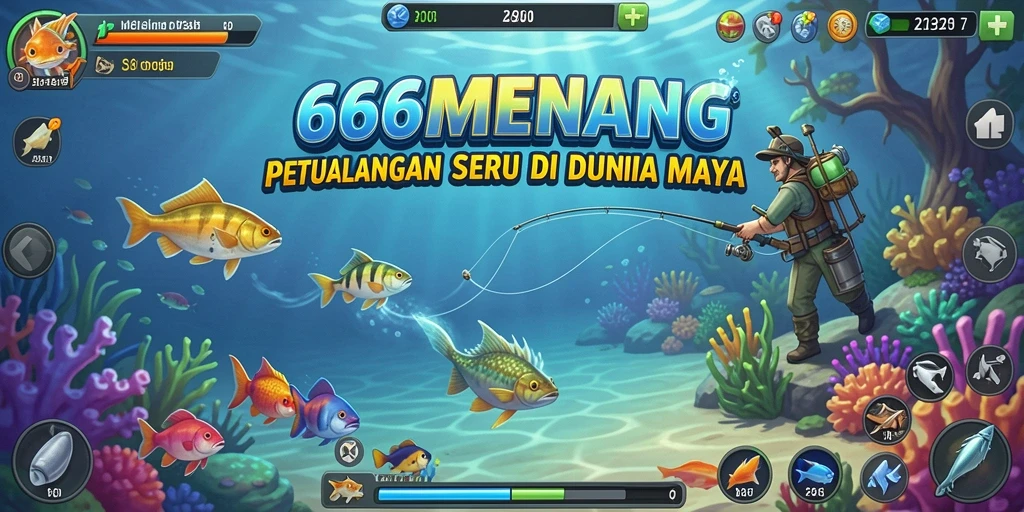 Menampilkan gameplay seru dalam aplikasi memancing di 666MENANG.