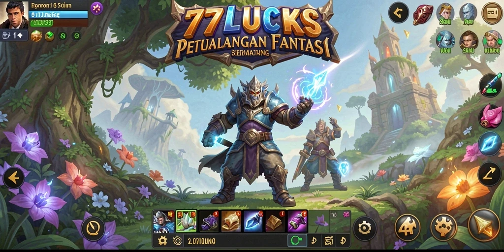 Screenshot gameplay 77LUCKS yang menunjukkan aksi pertarungan seru.
