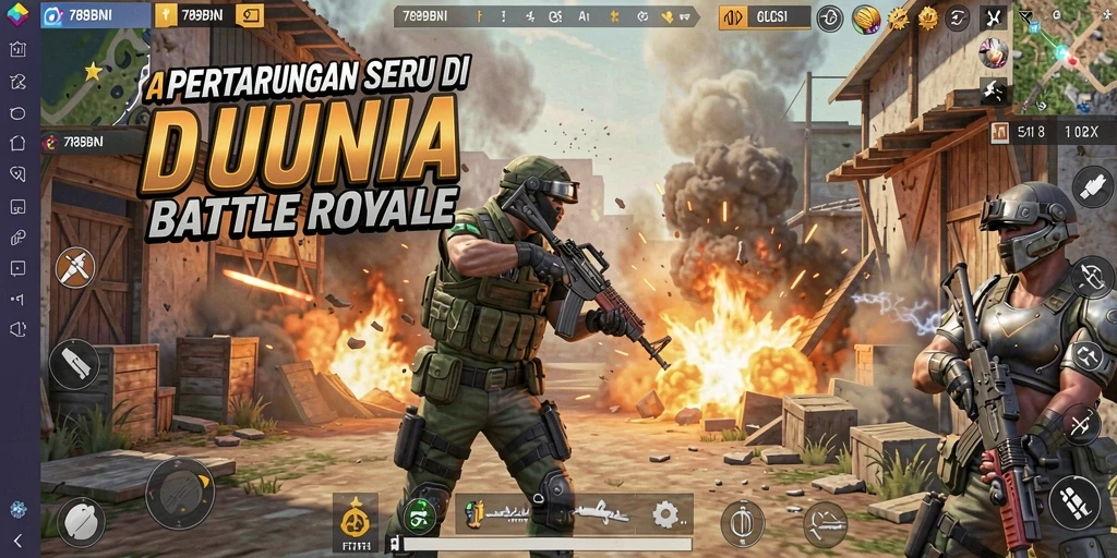 Screenshot menunjukkan aksi seru di medan perang Battle Royale 789BNI.