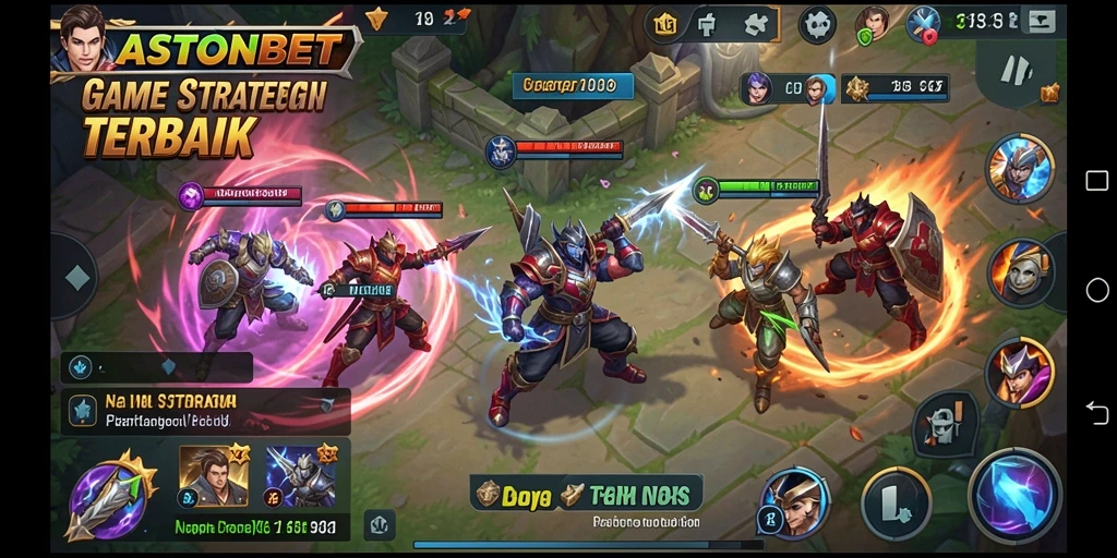 Tangkapan layar gameplay ASTONBET menunjukkan strategi pertempuran yang intens.