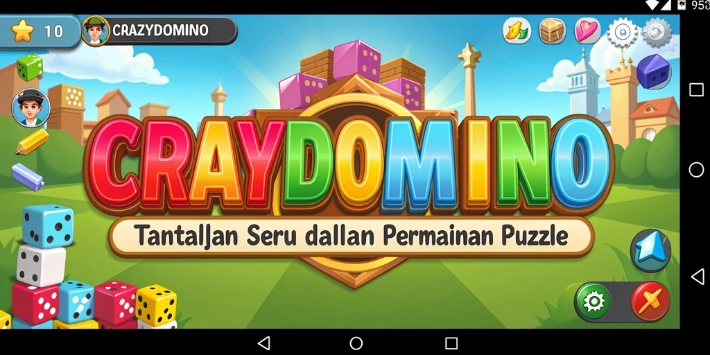 Screenshot gameplay CRAZYDOMINO menampilkan tantangan puzzle yang seru.