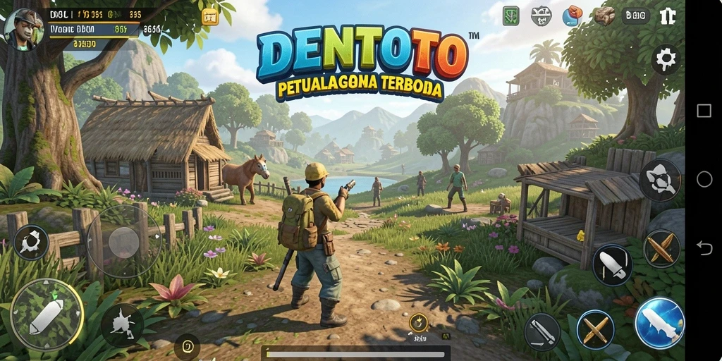 Screenshot DENTOTO menampilkan gameplay seru dan eksplorasi dunia terbuka.