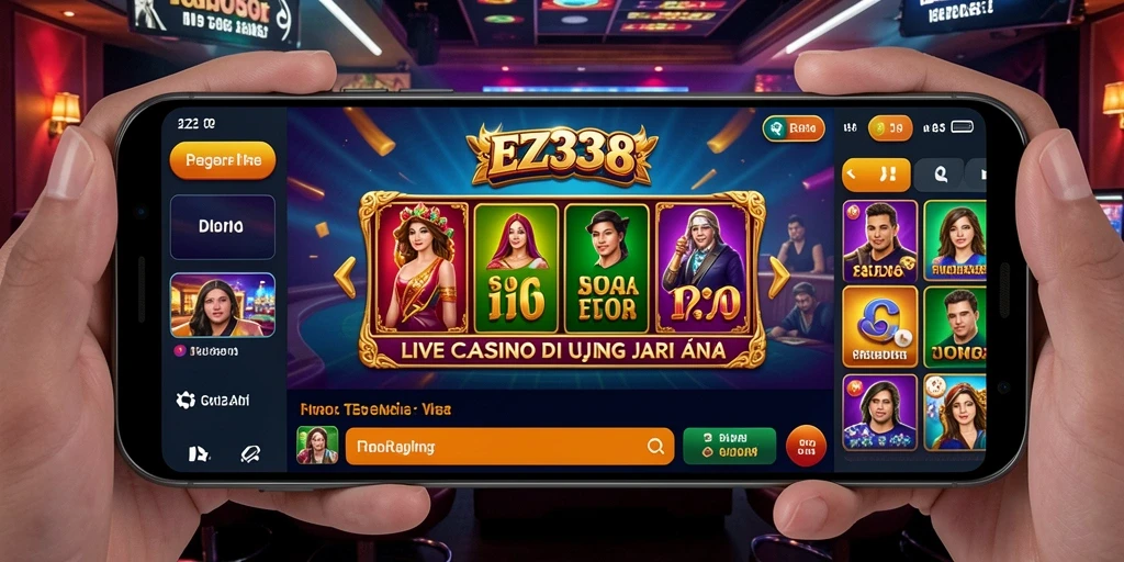 Screenshot gameplay EZ338 menampilkan dealer profesional dan suasana Live Casino.