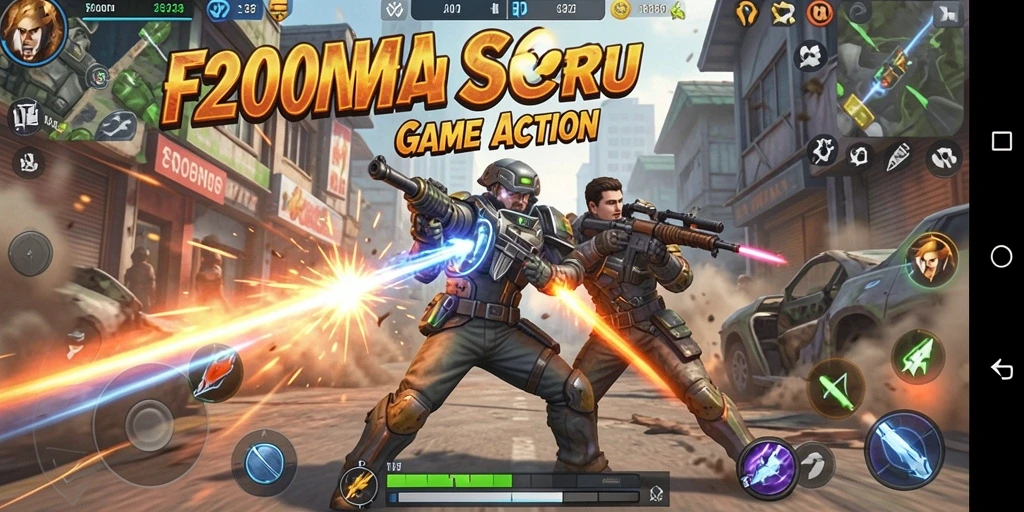 Screenshot F200M menampilkan aksi gameplay seru dan mendebarkan.
