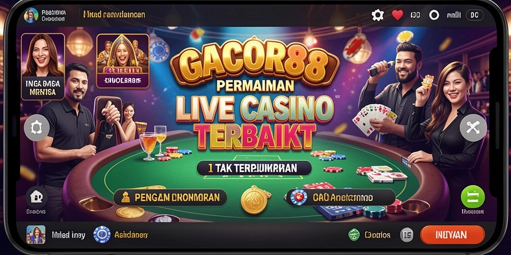 Tampilan gameplay GACOR88 yang menampilkan dealer langsung dan permainan seru.