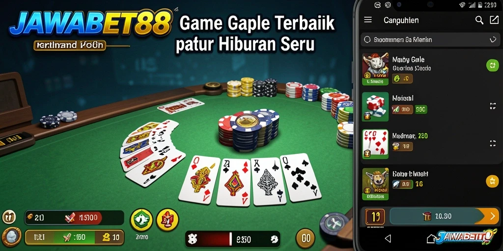 Screenshot gameplay JAWABET88 menampilkan suasana seru saat bermain Gaple.