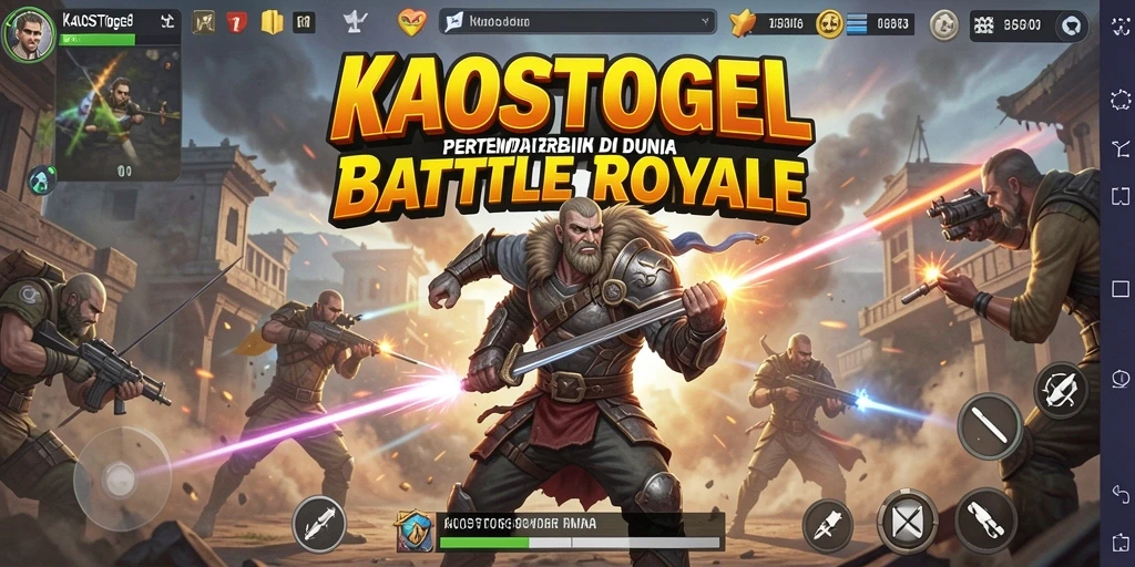 Tampilan aksi seru dari gameplay KAOSTOGEL dalam mode Battle Royale.