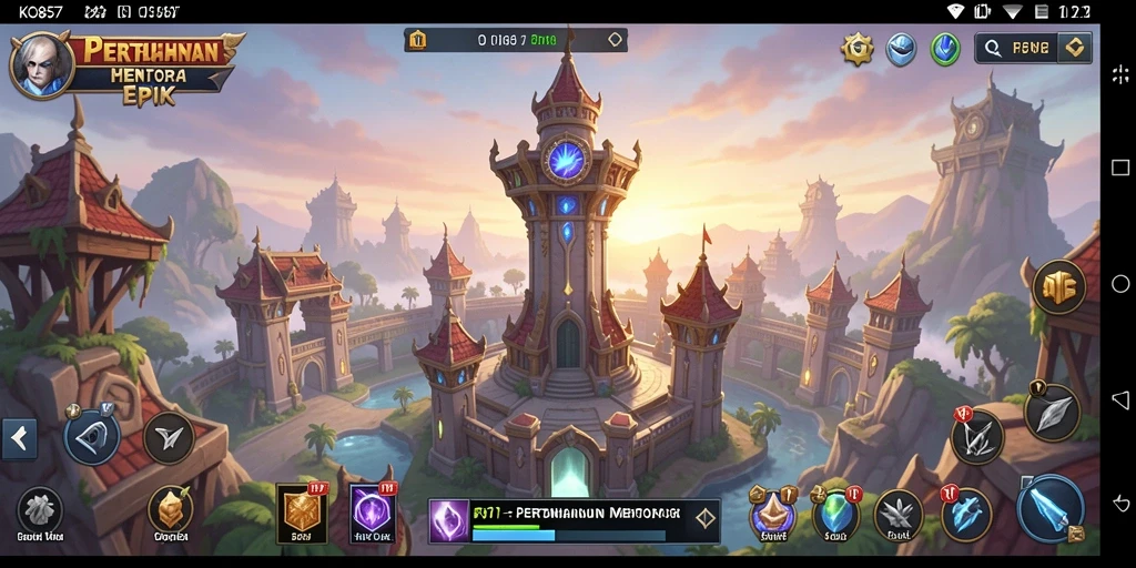 Screenshot gameplay KO857 menampilkan strategi Tower Defense yang menantang.