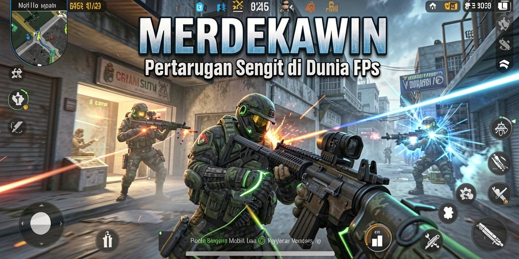 Gameplay seru MERDEKAWIN yang penuh aksi FPS.