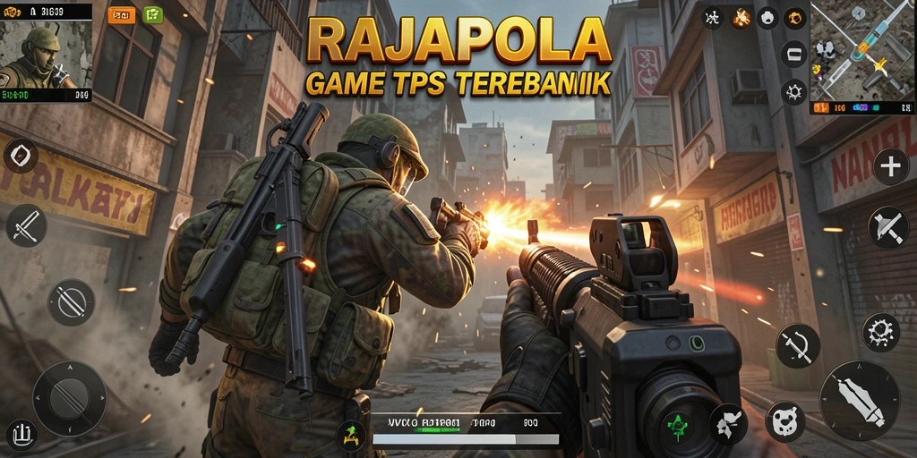 Screenshot gameplay RAJAPOLA menampilkan aksi tembak-menembak yang seru.