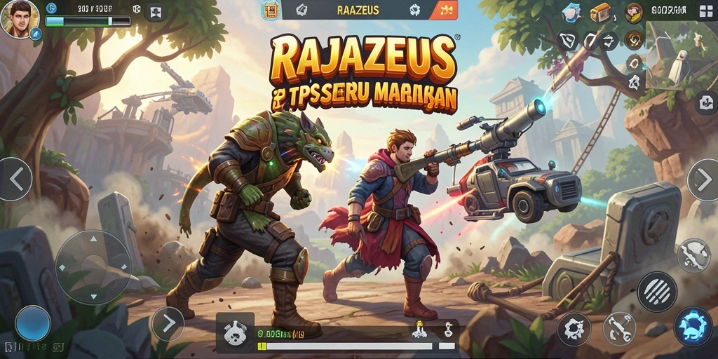 Screenshot utama RAJAZEUS menampilkan aksi seru dalam gameplay TPS.