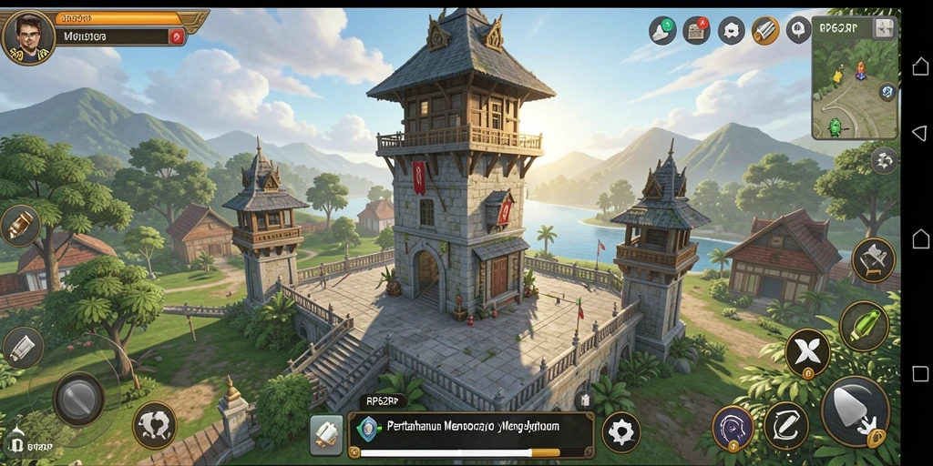 Tangkapan layar gameplay RP62RP menampilkan aksi menara pertahanan yang menegangkan.