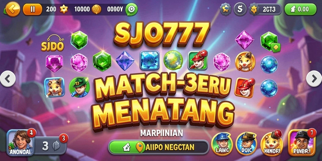 Screenshot SJO777 menampilkan pengalaman gameplay Match-3 yang menarik.