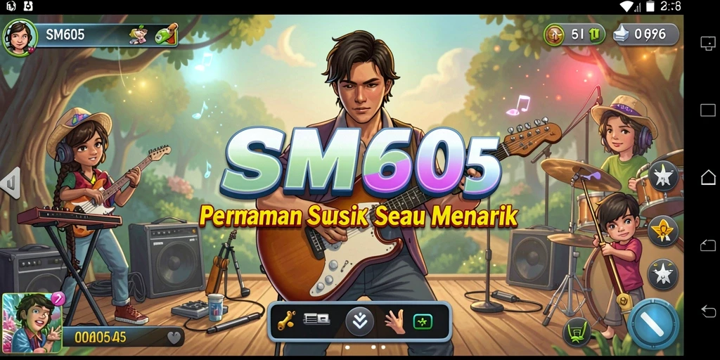 Tampilan menarik dari gameplay SM605 tentang musik.