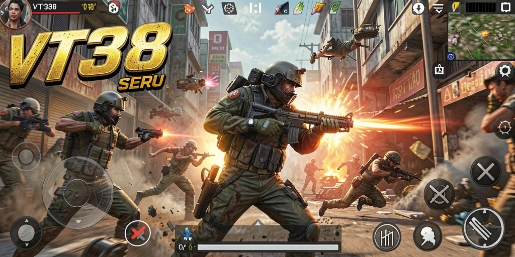 Screenshot gameplay VT38 menunjukkan aksi menegangkan dan grafis yang memukau.