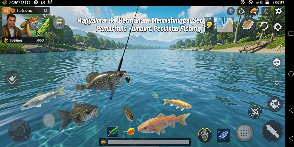 Tangkapan ikan yang realistis dalam permainan ZORTOTO dengan grafis memukau.